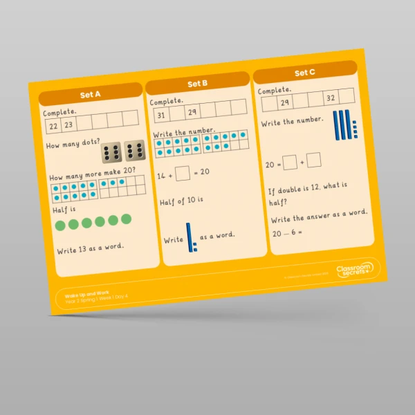 An image of the Spring 1 Week 1 Wake Up and Work Resource