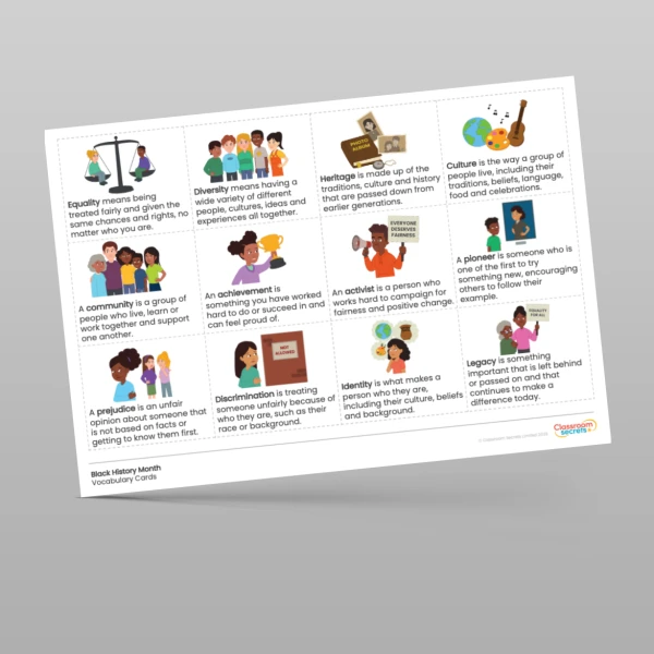 An image of the Black History Month Vocabulary Resource