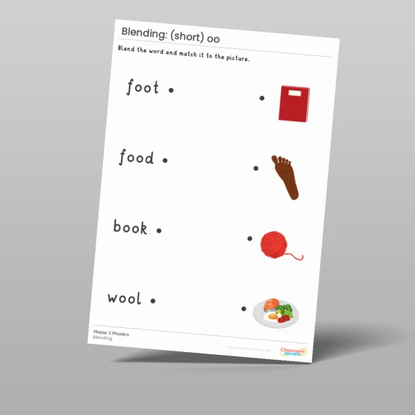 An image of the Phonics Blending Activities: short oo Resource