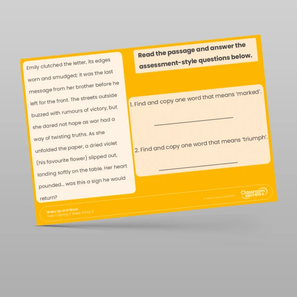 An image of the Spring 2 Week 4 Wake Up and Work Resource