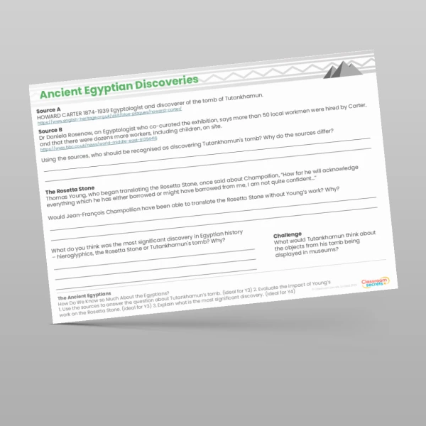 An image of the The Ancient Egyptians How Do We Know so Much About the Egyptians? Worksheet Resource