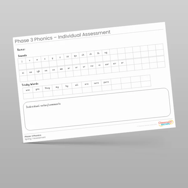 An image of the Phase 3 Phonics Assessment - Spring 1 Resource