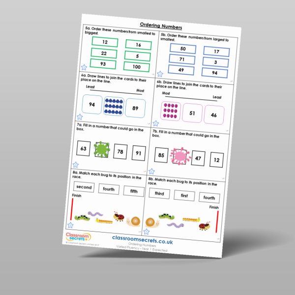 Year 1 Ordering Numbers Varied Fluency Resource | Classroom Secrets