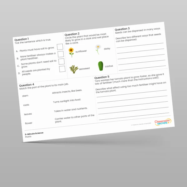 An image of the Plants 5-Minute Science Resource