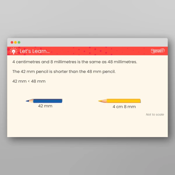 An image of the Compare Lengths Teaching PPT Resource