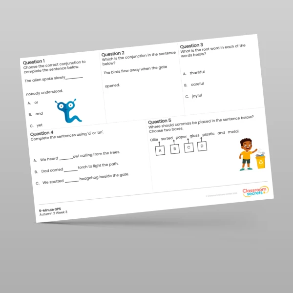 An image of the 5-Minute GPS Autumn 2 Week 3 Resource