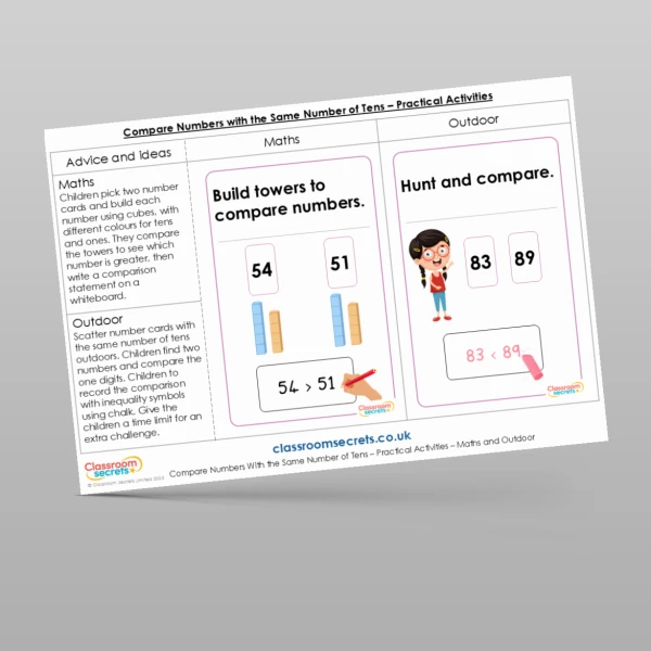 An image of the Compare Numbers with the Same Number of Tens Practical Activities Resource
