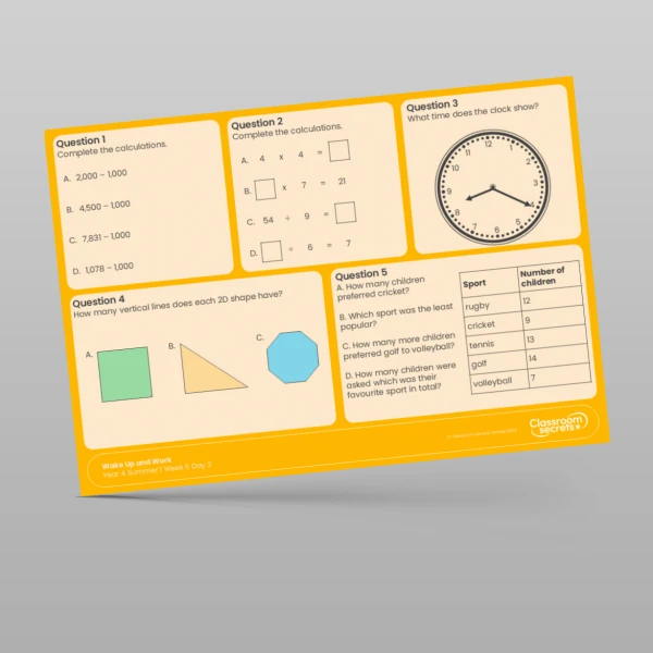 An image of the Summer 1 Week 5 Wake Up and Work Resource