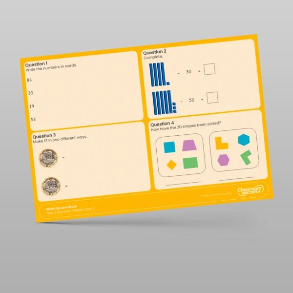 An image of the Summer 2 Week 1 Wake Up and Work Resource