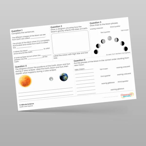 An image of the Earth and Space 5-Minute Science Resource