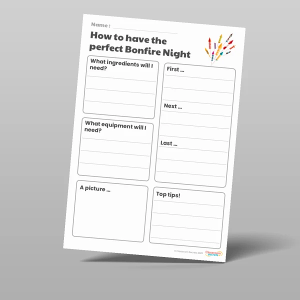 An image of the A Recipe for a Perfect and Safe Bonfire Night Resource