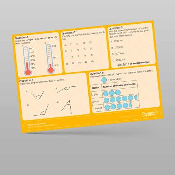 An image of the Summer 1 Week 2 Wake Up and Work Resource