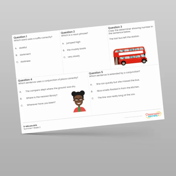 An image of the Free 5-Minute GPS Summer 1 Week 2 Resource