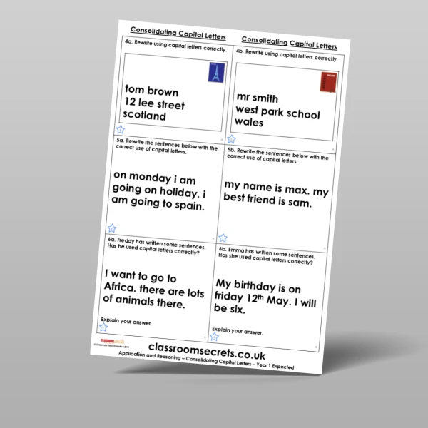 An image of the Consolidating Capital Letters Reasoning Resource
