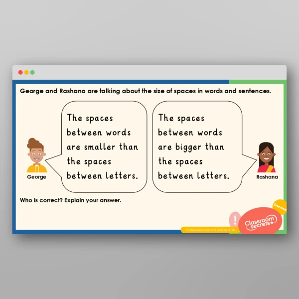An image of the Recognising Space Sizes Teaching PPT Resource