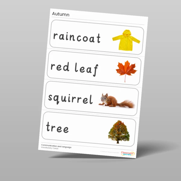 An image of the Autumn Vocabulary Cards Resource