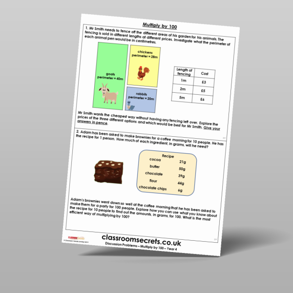 Year 4 Multiply By 100 Discussion Problem Resource | Classroom Secrets