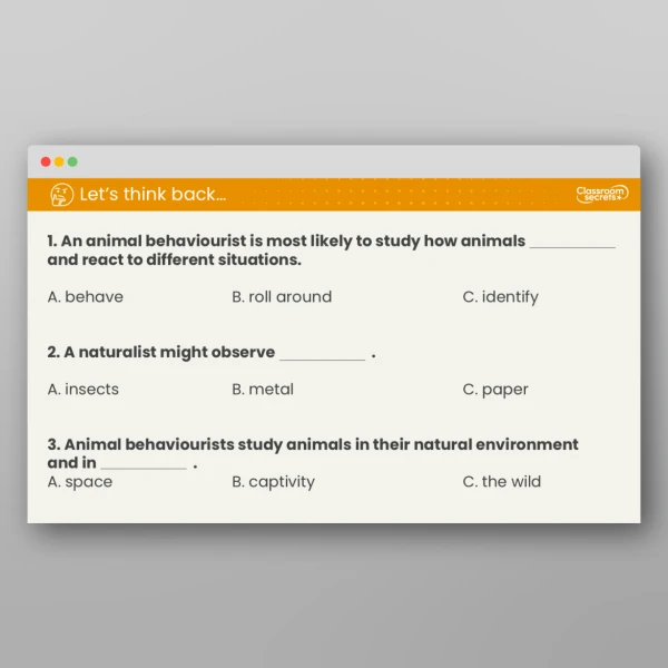 An image of the Lesson 4: What are Naturalists and Animal Behaviourists? Resource