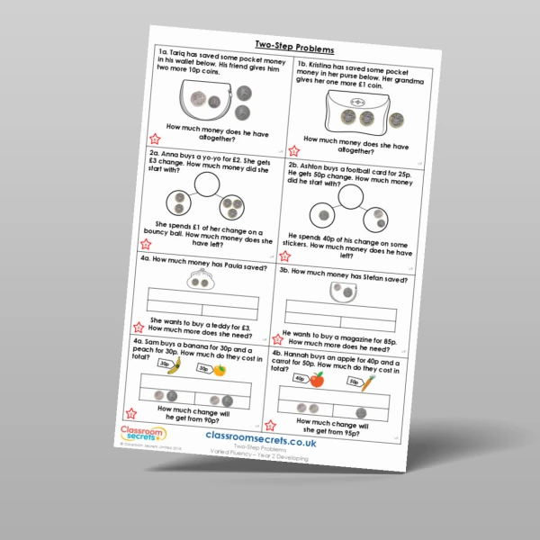 An image of the Two-Step Problems Varied Fluency Resource