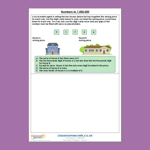 Year 5 Numbers to 1,000,000 Place Value Deeper Reasoning Discussion Problem