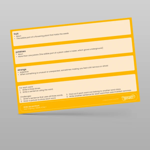 An image of the Spring 1 Week 4 Wake Up and Work Resource