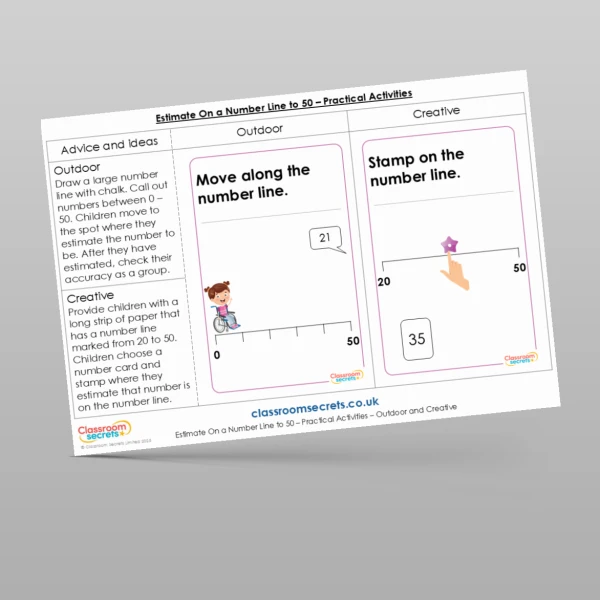 An image of the Estimate on a Number Line to 50 Practical Activities Resource