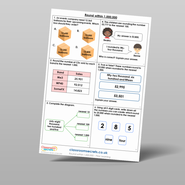 Year 5 Round Within 1 000 000 Prior Learning Resource | Classroom Secrets