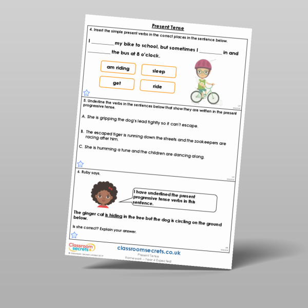 Present Homework Year 4 Present Tense Homework Resource | Classroom Secrets