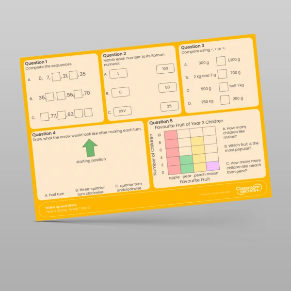 An image of the Spring 1 Week 1 Wake Up and Work Resource