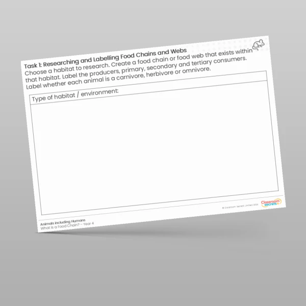 An image of the Researching and Labelling Food Chains and Webs Worksheet Resource