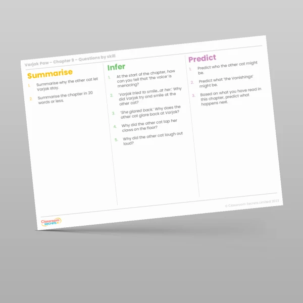 An image of the Reading Skills - Varjak Paw - Chapter 9 Resource