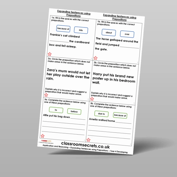 An image of the Expanding Sentences using Prepositions Application and Reasoning Resource