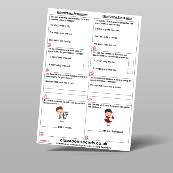 An image of the Introducing Possession Varied Fluency Resource
