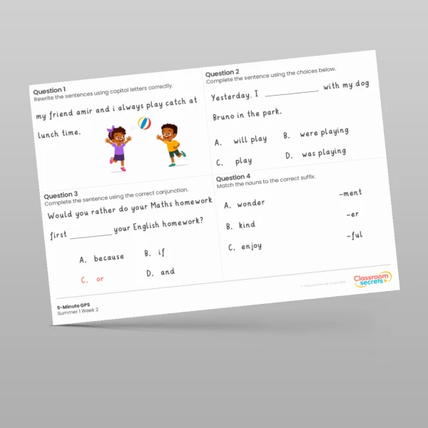 An image of the Free 5-Minute GPS Summer 1 Week 2 Resource