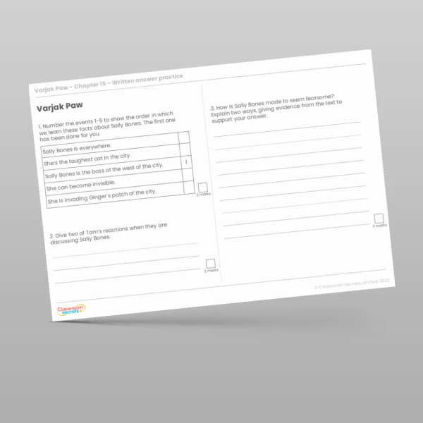 An image of the Reading Skills - Varjak Paw - Chapter 15 Resource