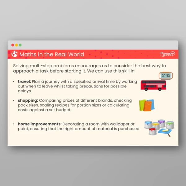 An image of the Solve Multi-Step Problems Teaching PowerPoint Resource