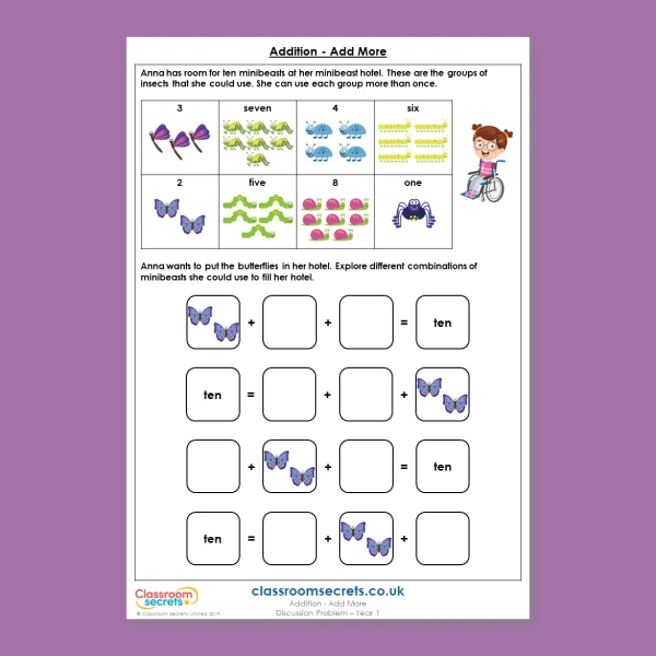 Year 1 Addition Add More Addition and Subtraction within 10 Deeper Reasoning Discussion Problem