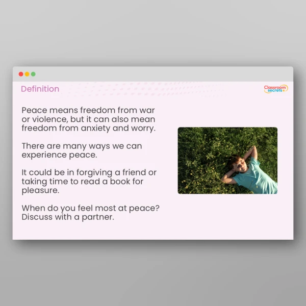 An image of the Values Resource - Peace Resource