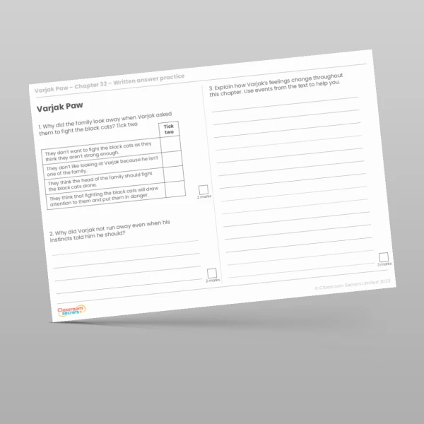 An image of the Reading Skills - Varjak Paw - Chapter 32 Resource