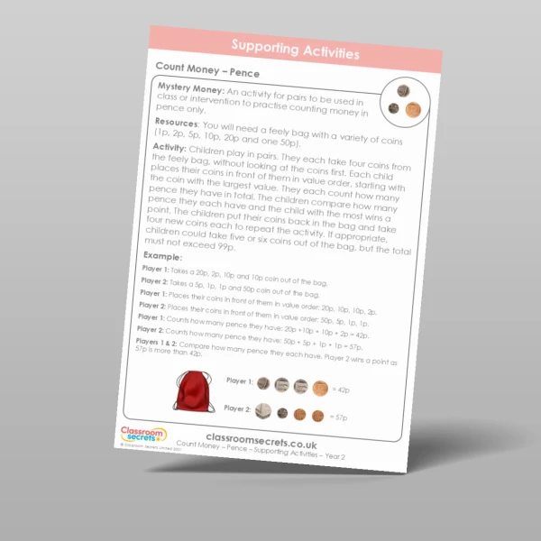 An image of the Count Money - Pence Supporting Activity Resource
