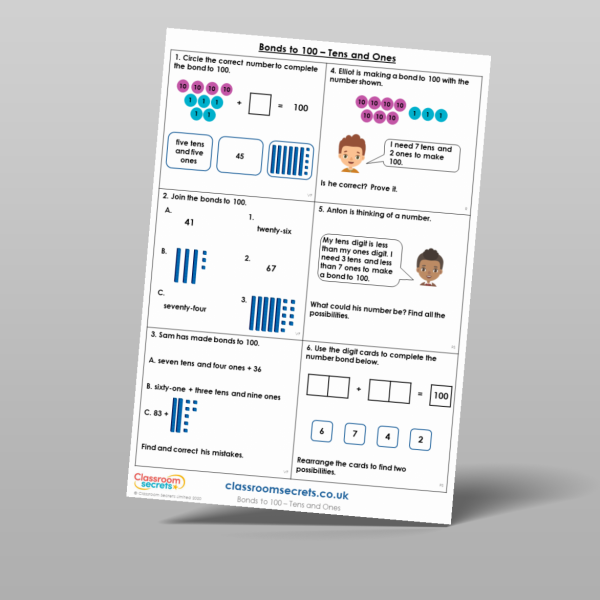 Year 2 Bonds To 100 Tens And Ones Mixed Activity Resource | Classroom ...