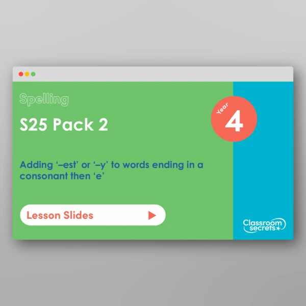 An image of the Autumn 1 Week 4 Spelling - S25 Pack 2 - Adding ‘–est’ or ‘–y’ to words ending in a consonant then ‘e’ Resource