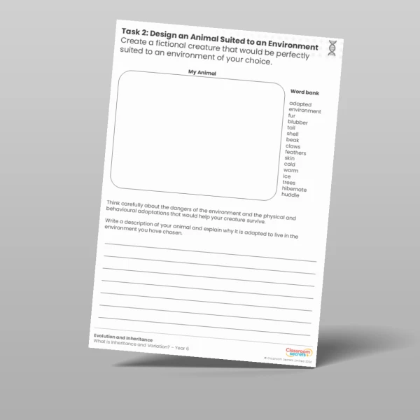 An image of the Design an Animal Suited to an Environment Worksheet Resource