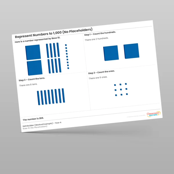 An image of the Represent Numbers to 1,000 Base 10 (No Placeholders) Skill Builder Resource