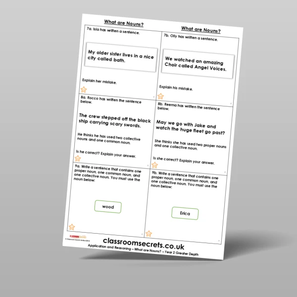 An image of the Free What are Nouns? Application and Reasoning Resource
