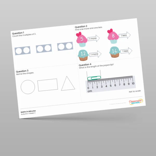 An image of the Autumn 1 Week 2 Maths in Minutes Resource