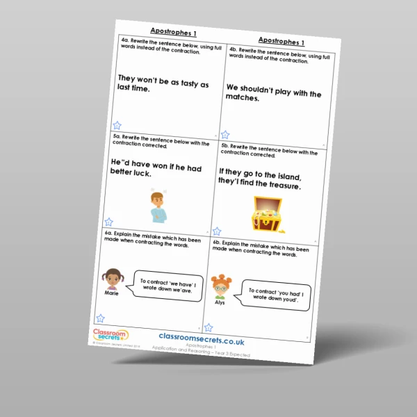 An image of the Apostrophes 1 Application and Reasoning Resource