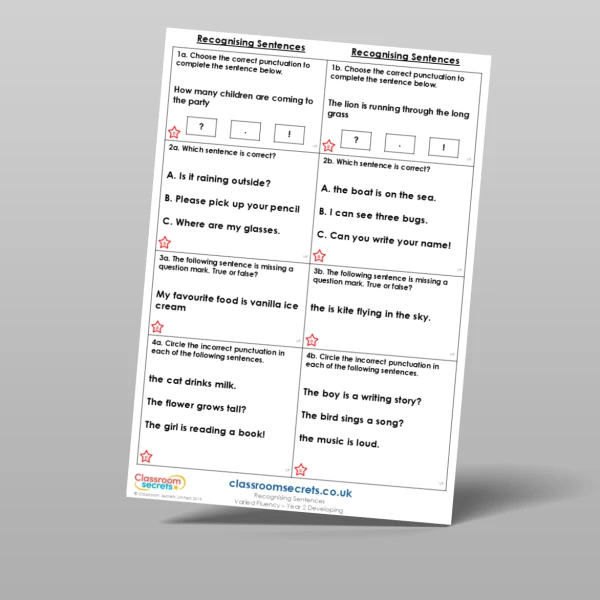 An image of the Recognising Sentences Varied Fluency Resource