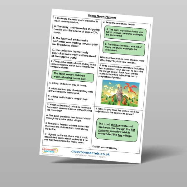 An image of the Using Noun Phrases Mixed Activity Resource