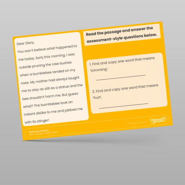 An image of the Spring 2 Week 4 Wake Up and Work Resource